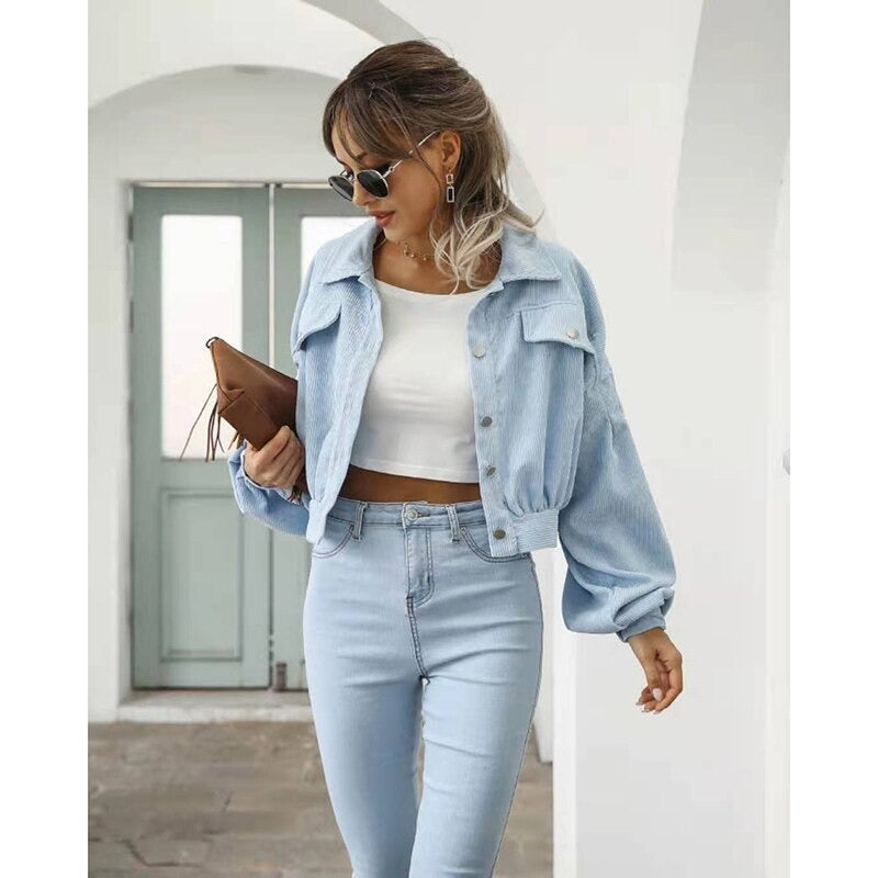 Damen Cordjacke Kurz Für Lässigen Stil