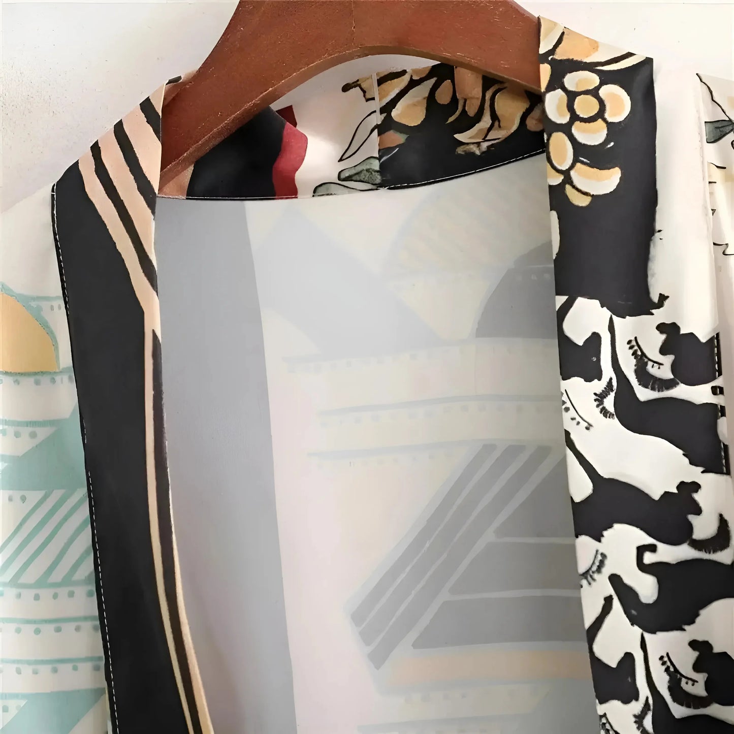 Unisex Kimono Strand Patchwork Bunt Offene Front Luftig