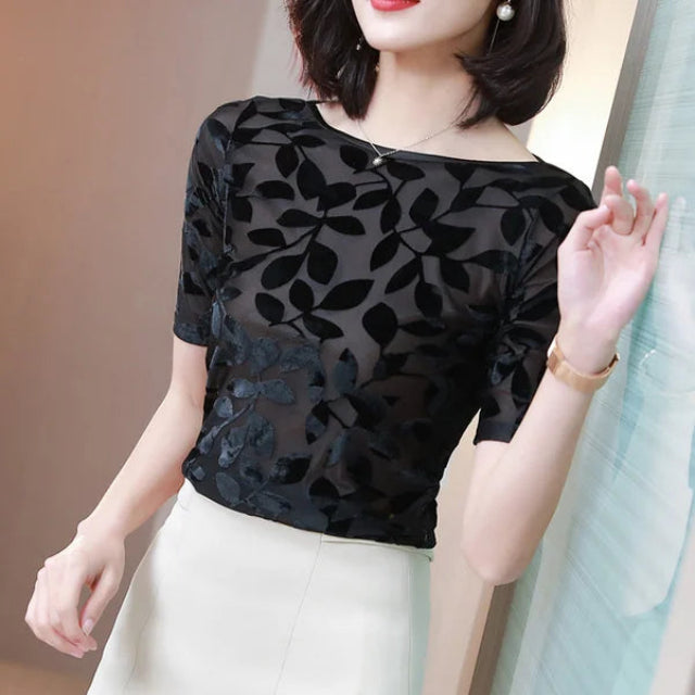 Damen Bequeme Samt Sommerbluse