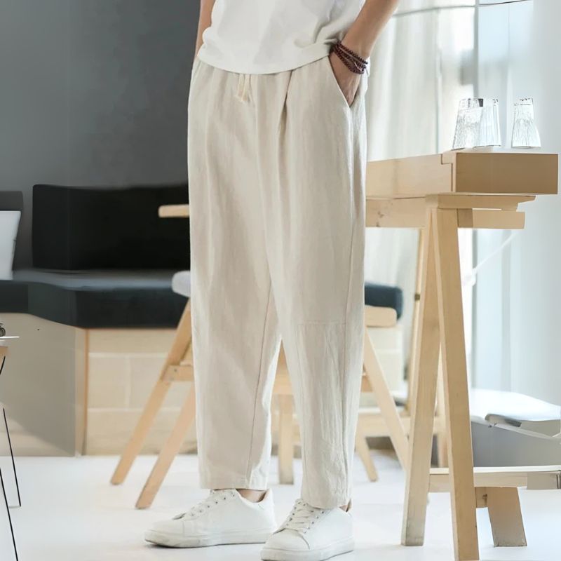 Herren Bequeme Leinen Sommerhose