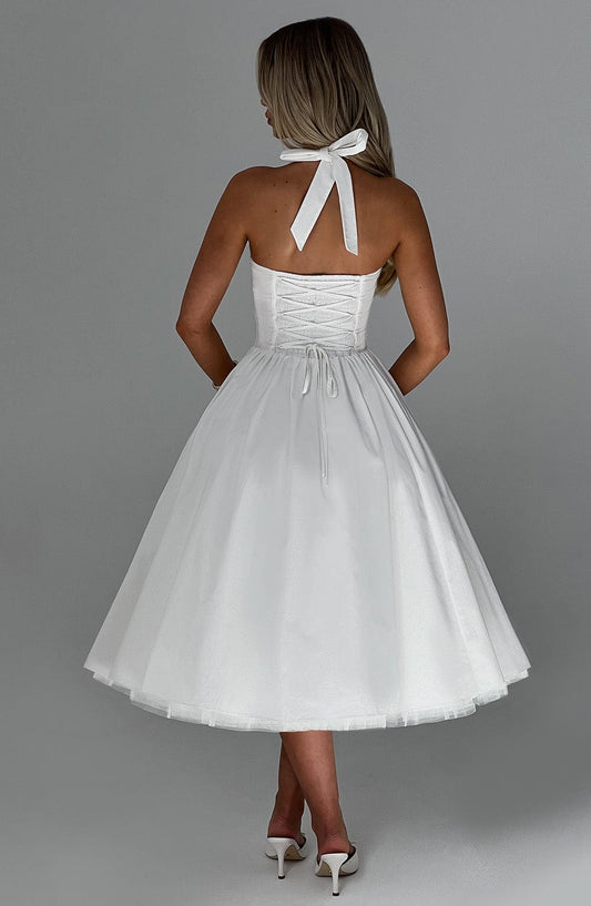 Midi Kleid Schnürcorsage Tüll