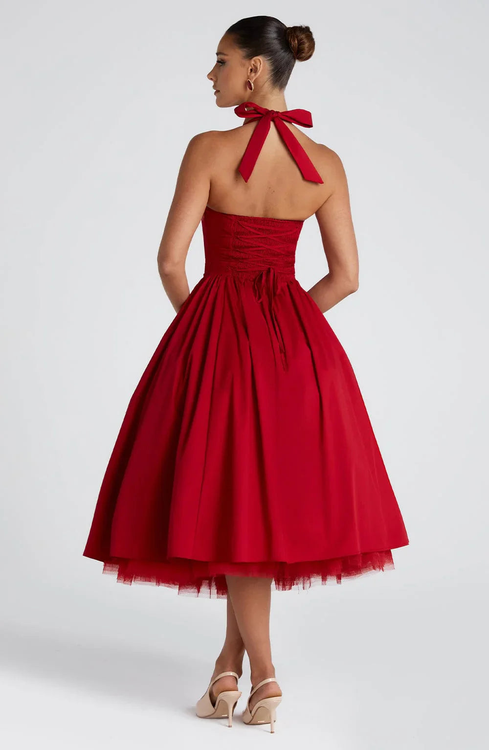 Midi Kleid Schnürcorsage Tüll