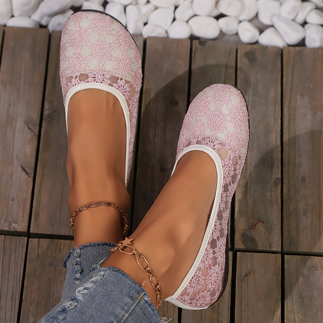 Damen Spitze Flache Schuhe