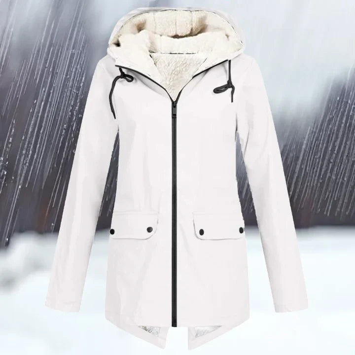Damen Wind Und Wasserdichte Jacke Mit Kapuze Und Verdickung