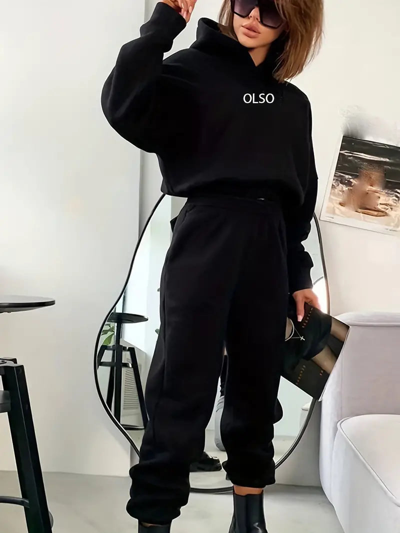 Fudus | Lässiges Zwei-teiliges Set Mit Kapuzenpullover Und Aufdruck