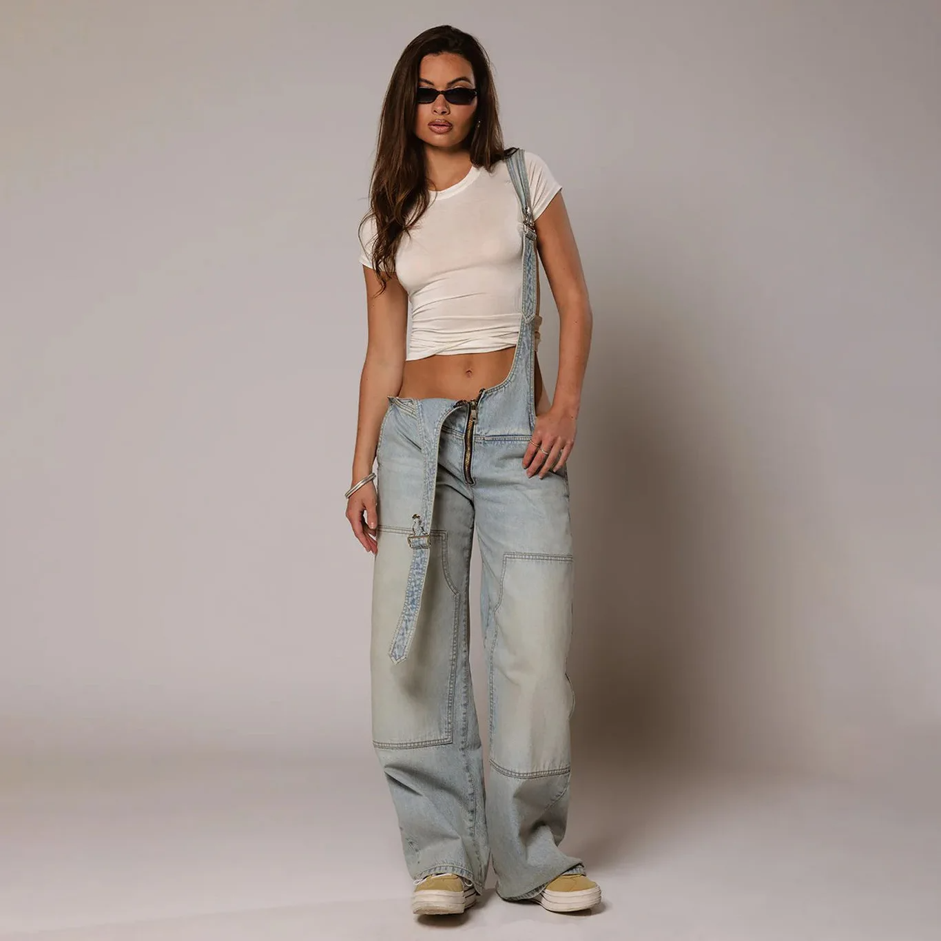 Damen Tiefenge Jeans Overall Bequem Für Alltag