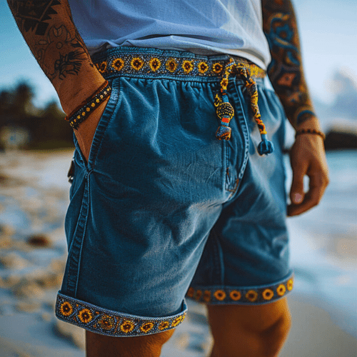 Fudus | Weinlese Leinen Shorts Herren Sommerbekleidung Bequeme Passform