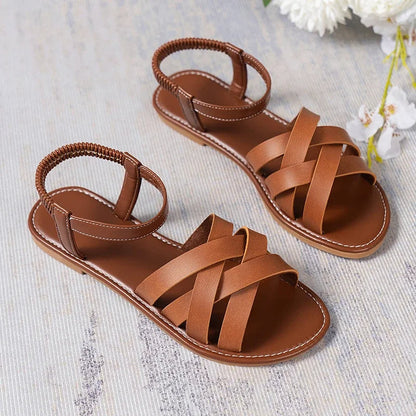 Sandalen Flach Riemchen Gepolstert Rutschfest
