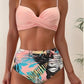 Fudus – Dunkelblauer Bikini mit hoher Taille und Push-Up