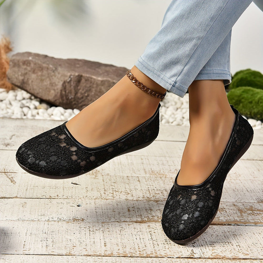 Damen Spitze Flache Schuhe