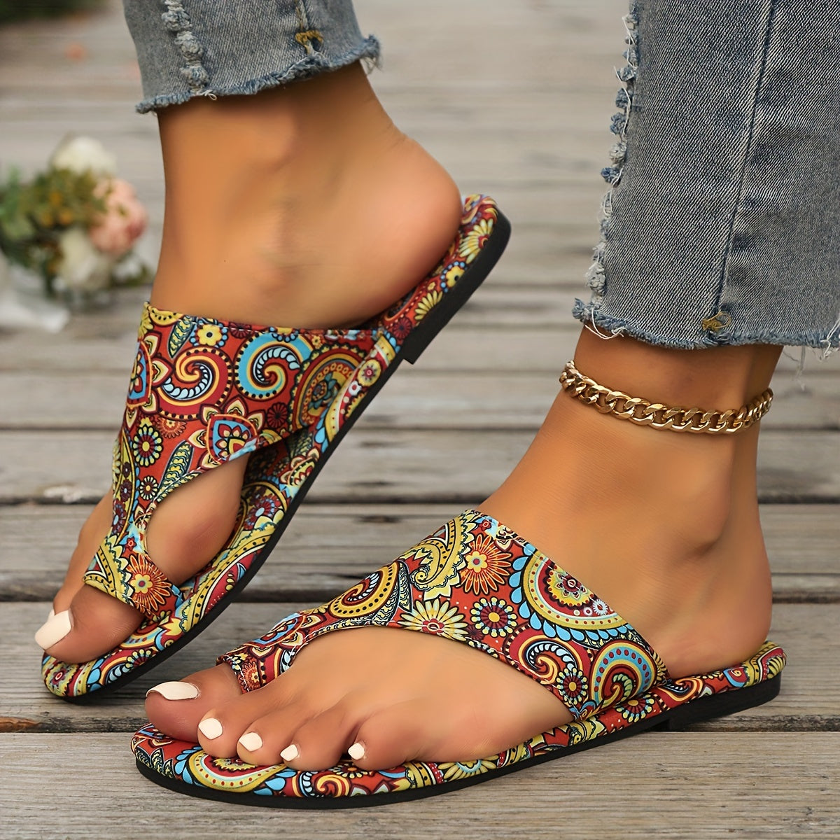 Flip Flops Damen Floral Komfort