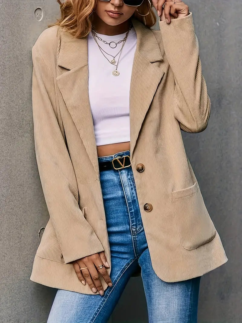 Cordblazer Klassisch Revers Damen