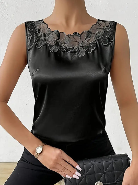 Bluse Satin Blumendetail Klassisch