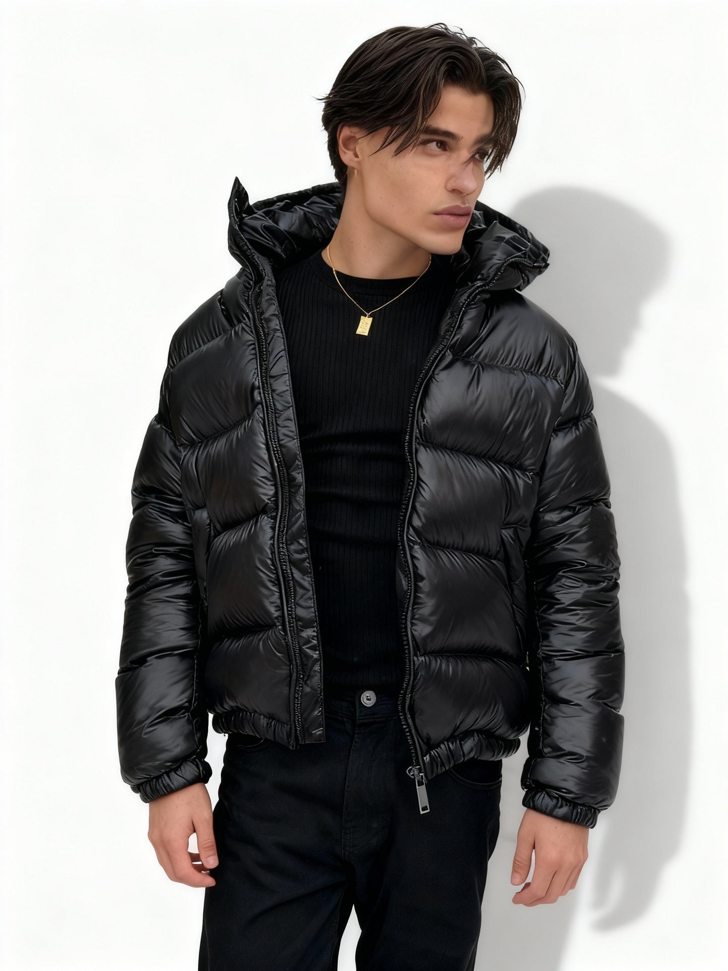 Herren Hochwertige Warme Daunenjacke Glänzender Puffer