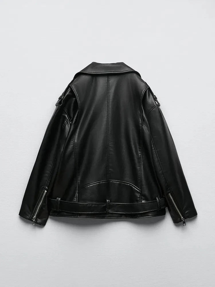 Fudus | Pu Lederjacke Mit Gürtel Und Reißverschluss