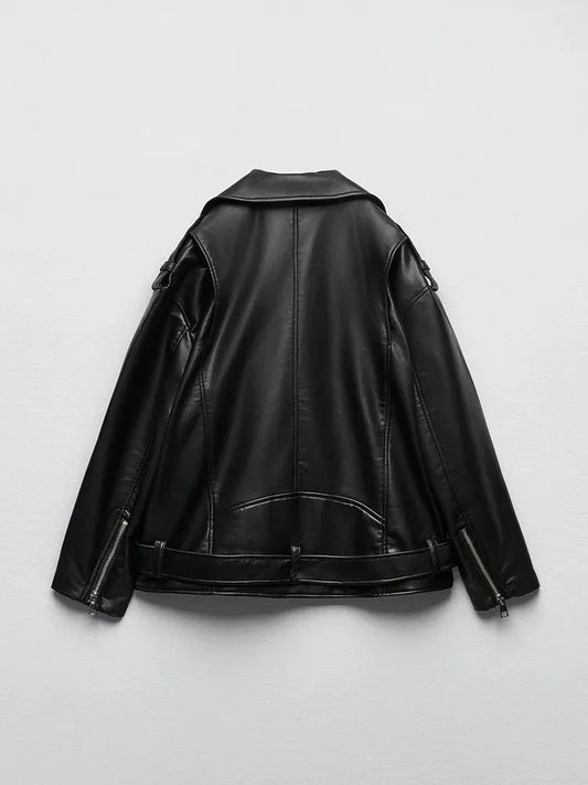 Fudus | Pu Lederjacke Mit Gürtel Und Reißverschluss