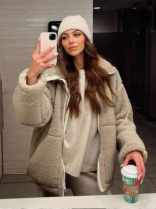 Damen Cozy Fleece Zip-Up Jacke