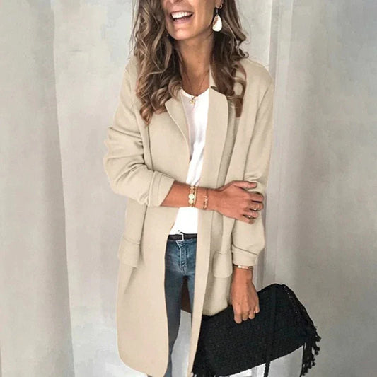 Lange und elegante Blazer-Strickjacke