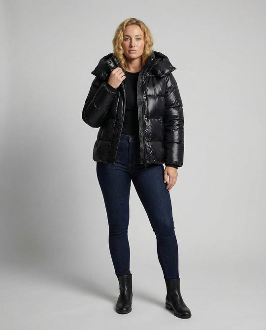 Damen sportliche Steppjacke mit Kapuze | Fudus