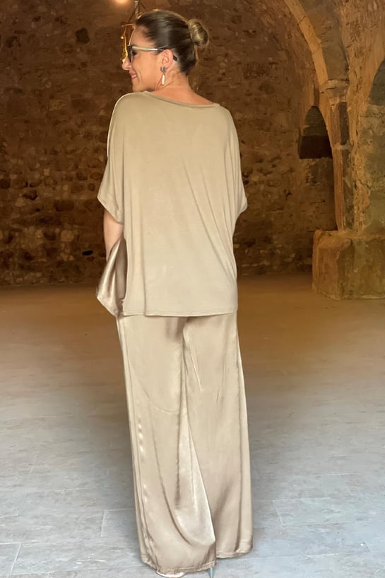 Damen Lässiges Top Und Weite Hose Set