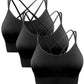 Damen 3er Pack Sport BH Gepolstert Crisscross Nahtlos Für Mittelstarken Halt