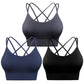Damen 3er Pack Sport BH Gepolstert Crisscross Nahtlos Für Mittelstarken Halt