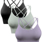 Damen 3er Pack Sport BH Gepolstert Crisscross Nahtlos Für Mittelstarken Halt