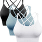 Damen 3er Pack Sport BH Gepolstert Crisscross Nahtlos Für Mittelstarken Halt