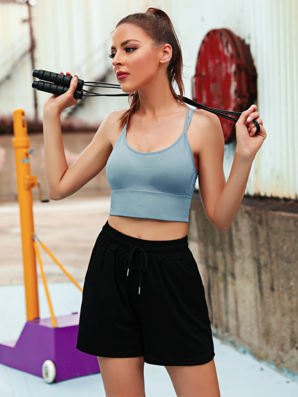 Damen 3er Pack Sport BH Gepolstert Crisscross Nahtlos Für Mittelstarken Halt