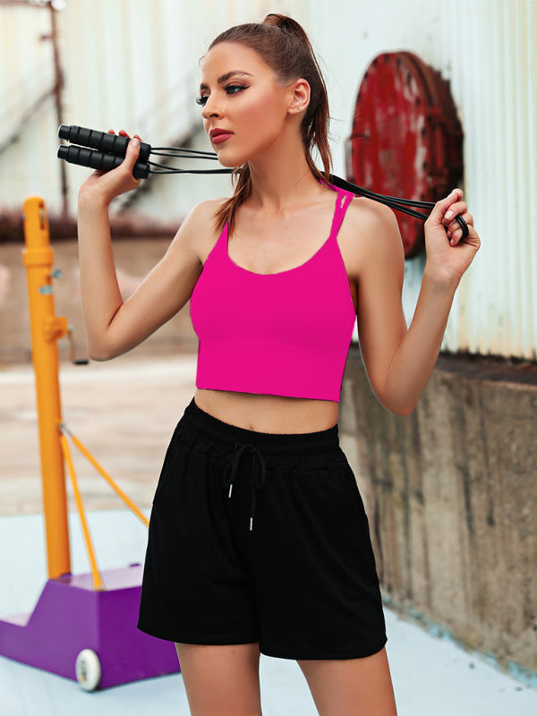 Damen 3er Pack Sport BH Gepolstert Crisscross Nahtlos Für Mittelstarken Halt