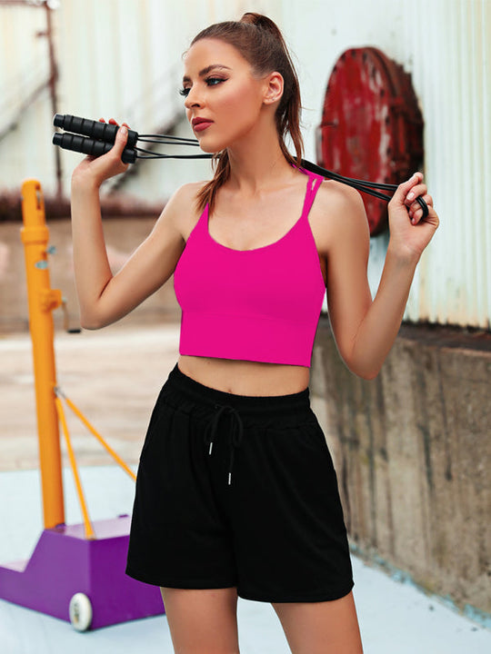 Damen 3er Pack Sport BH Gepolstert Crisscross Nahtlos Für Mittelstarken Halt