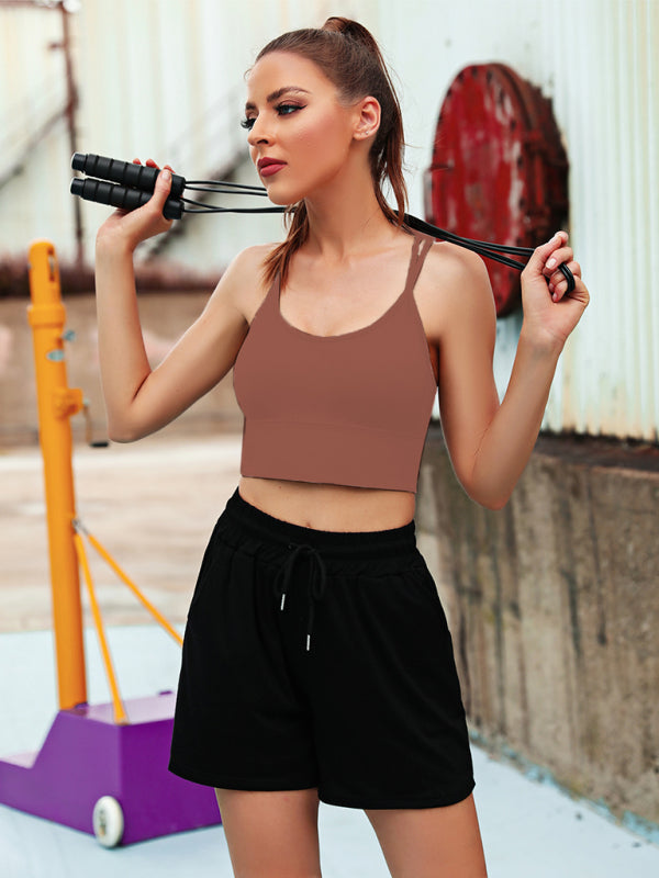 Damen 3er Pack Sport BH Gepolstert Crisscross Nahtlos Für Mittelstarken Halt