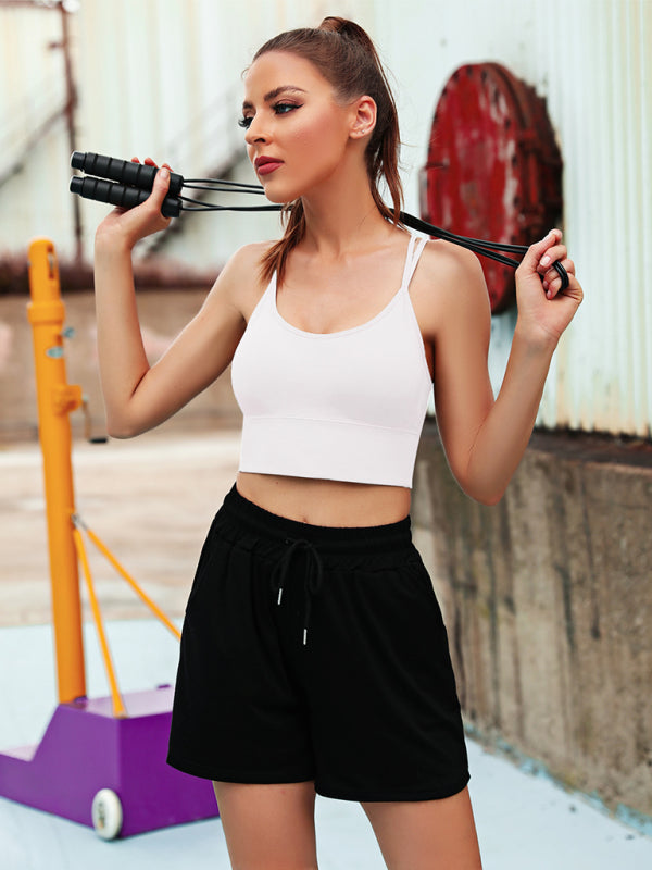 Damen 3er Pack Sport BH Gepolstert Crisscross Nahtlos Für Mittelstarken Halt