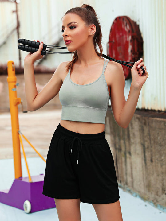 Damen 3er Pack Sport BH Gepolstert Crisscross Nahtlos Für Mittelstarken Halt