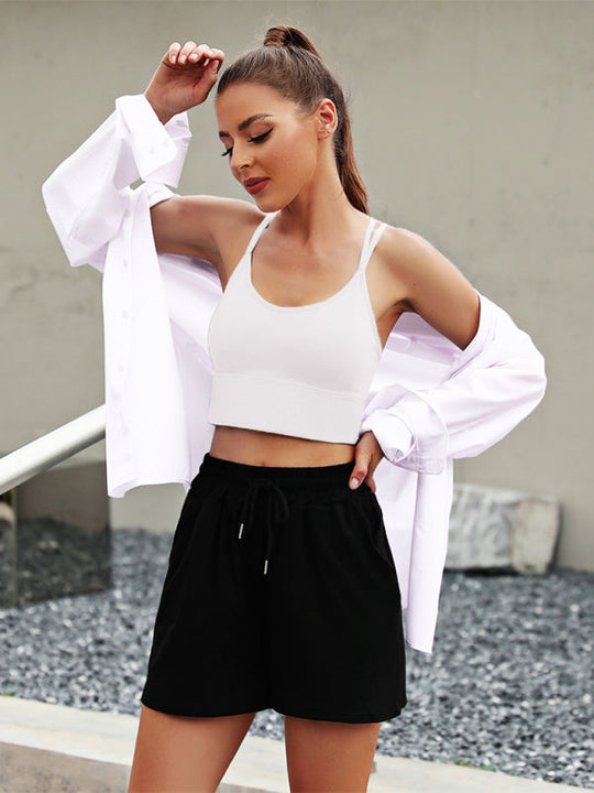 Damen 3er Pack Sport BH Gepolstert Crisscross Nahtlos Für Mittelstarken Halt