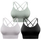 Damen 3er Pack Sport BH Gepolstert Crisscross Nahtlos Für Mittelstarken Halt