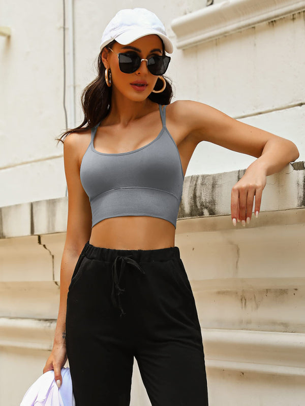 Damen 3er Pack Sport BH Gepolstert Crisscross Nahtlos Für Mittelstarken Halt