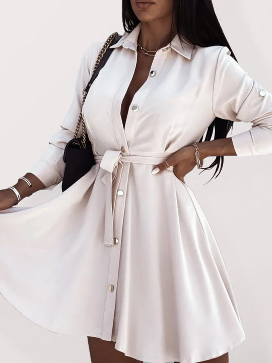 Hemdkleid Damen Revers Knopf Band