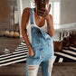 Fudus | Neuer Stil Lässiger Pendler Zerrissener Mid Waist Denim Overall
