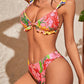 Damen Bikini-Set Dreiteilig & Blumenmuster
