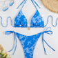 Damen Blumenmuster Halterneck-Bikini