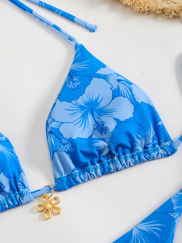 Damen Blumenmuster Halterneck-Bikini