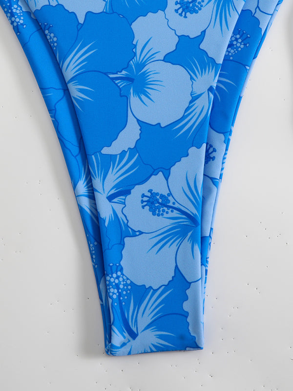 Damen Blumenmuster Halterneck-Bikini