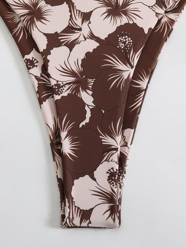 Damen Blumenmuster Halterneck-Bikini