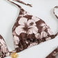 Damen Blumenmuster Halterneck-Bikini