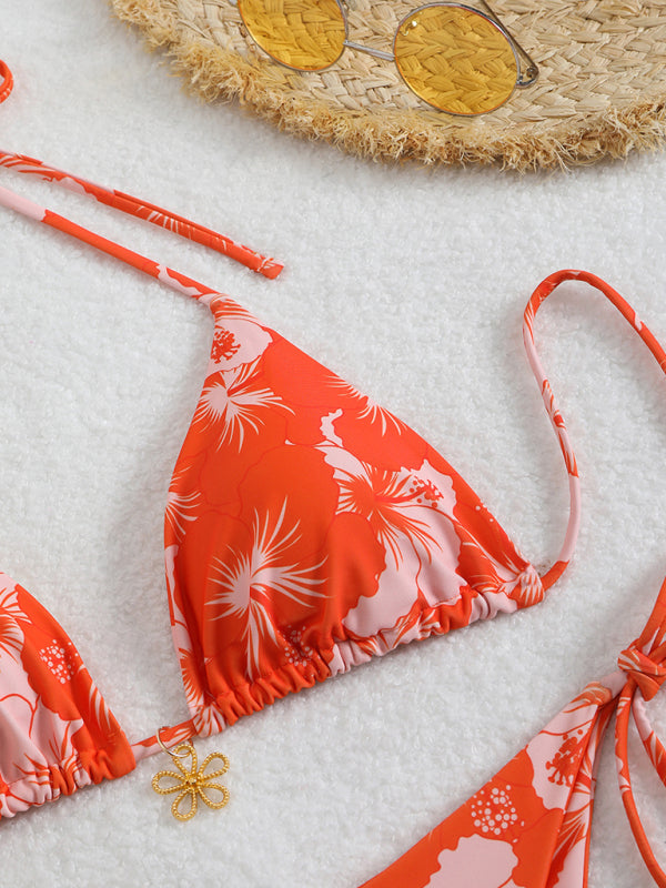 Damen Blumenmuster Halterneck-Bikini