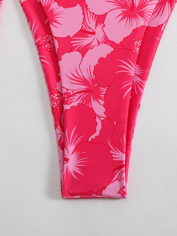 Damen Blumenmuster Halterneck-Bikini