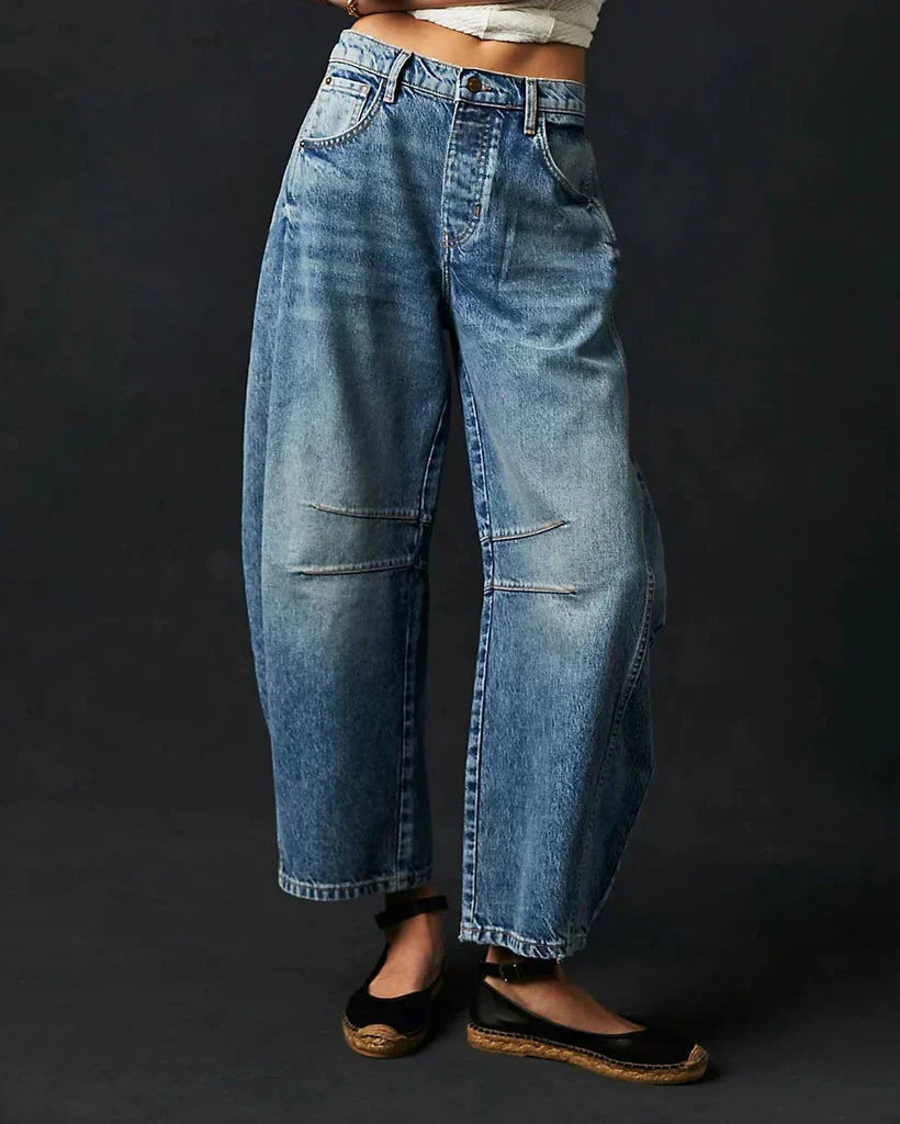 Damen Barreljeans Mit Mittelhohem Bund