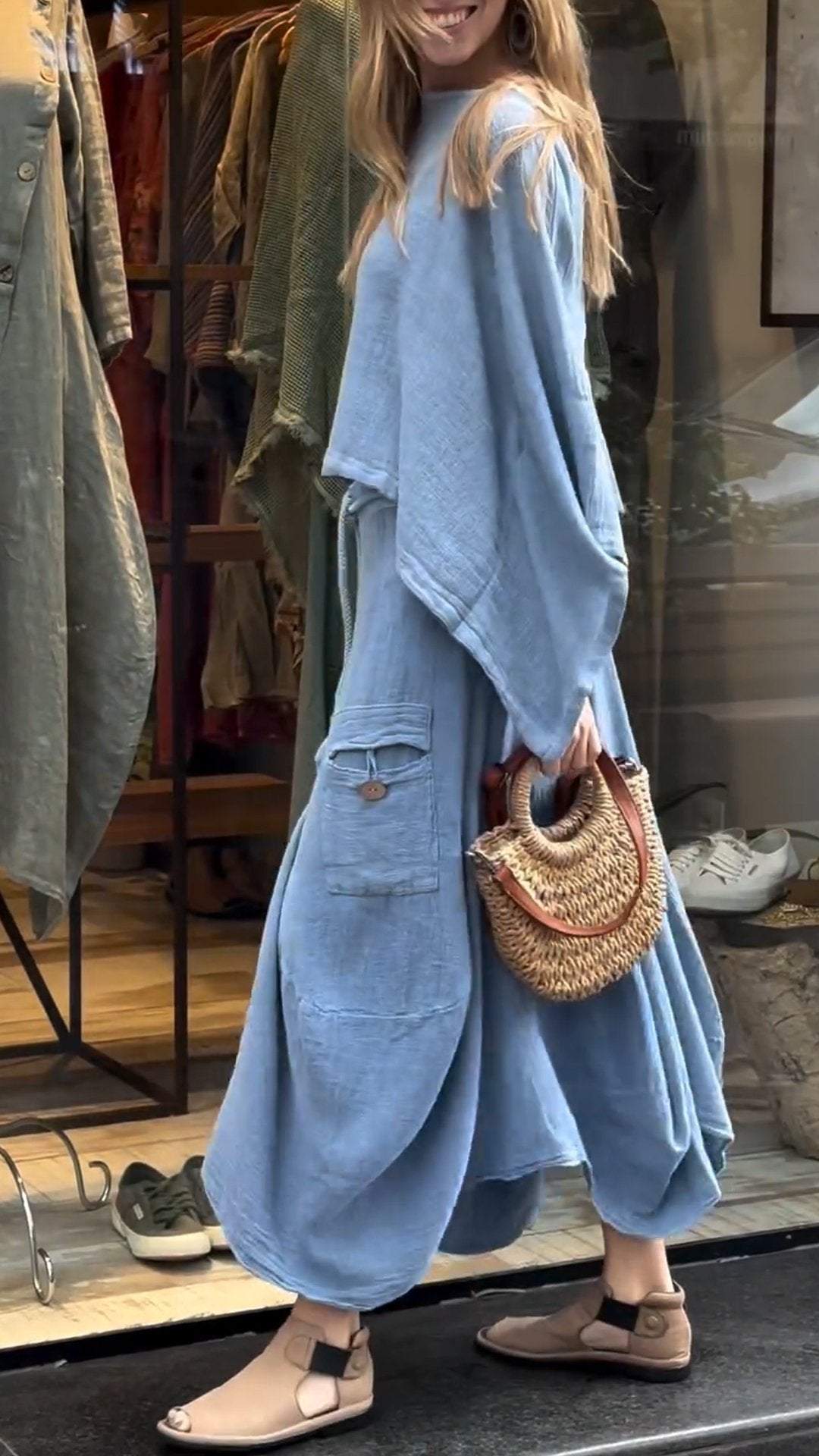 Ensemble Lässig Baumwolle Leinen