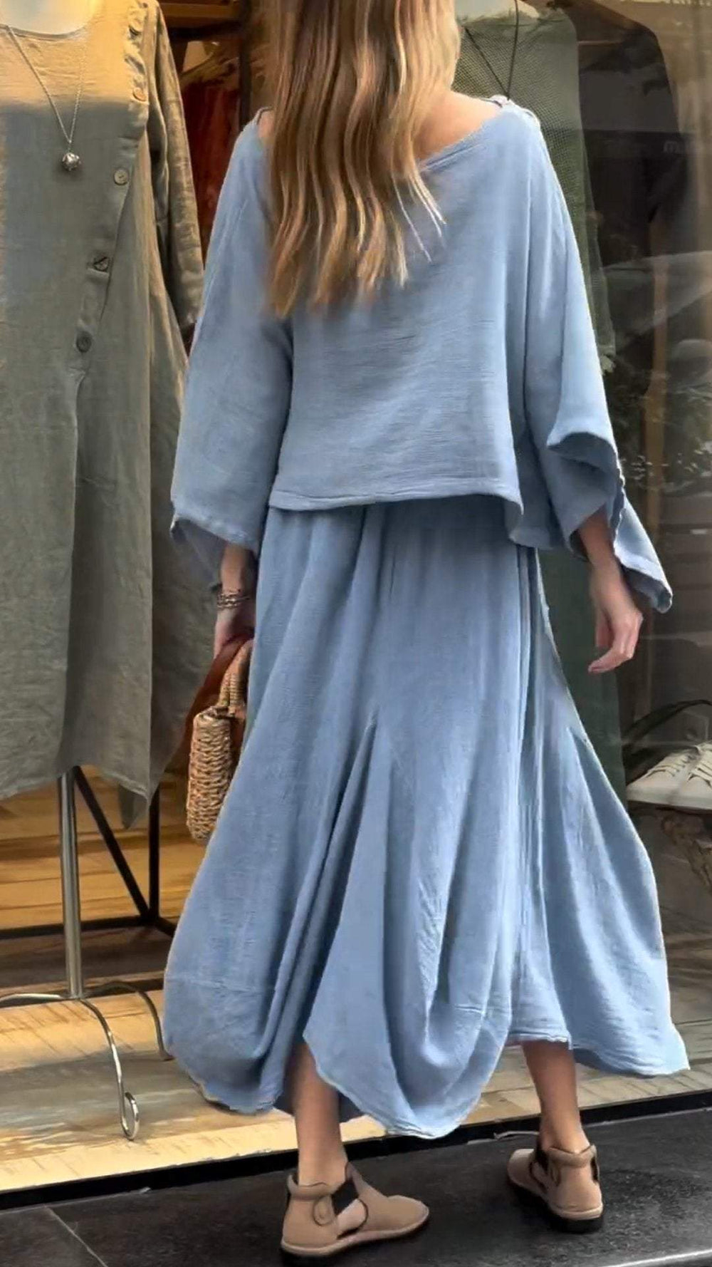 Ensemble Lässig Baumwolle Leinen